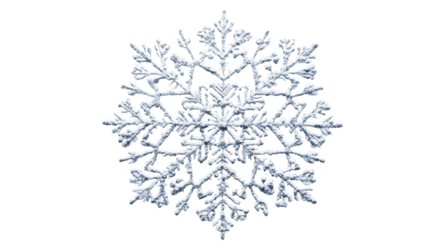 Intricate snowflake macro detail isolated on transparent background