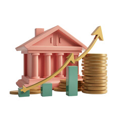 3d-clay-bank-building-icon-coin