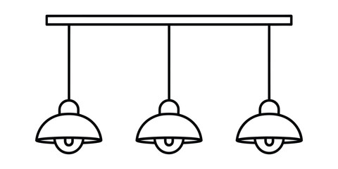 Vector illustration of three modern hanging pendant lights