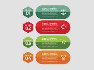Business infographic design template with 4 options, steps or processes. Can be used for workflow layout, diagram, annual report, web design