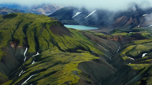 Landmannalaugar Rhyolite Mountains with Crater Lake Iceland