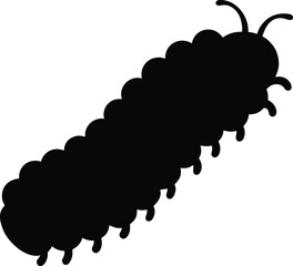 Caterpillar silhouette vector, Garden insect silhouette