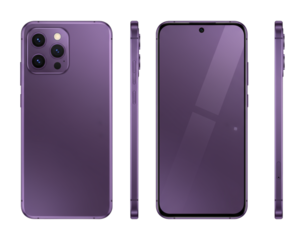 Modern Purple Pro Cellphone with Camera Module, 3D Realistic Vector Mockup