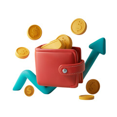  3d-clay-wallet-icon-with-coins-floating