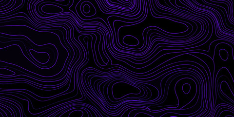 Abstract topographic map lines in vibrant purple on a dark background