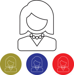Woman Avatar Icon Outline With Colorful Circular Variations Keywords: woman, avatar, icon