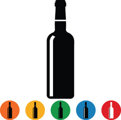 Black Bottle Silhouette Icon Set vector illustration