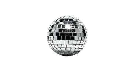 A solitary reflective disco ball suspended in the darkness casting shimmering lights and creating a festive atmosphere