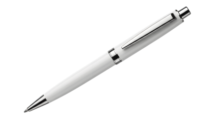 Elegant white ballpoint pen isolated on transparent background