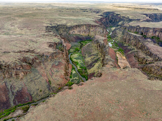 Wild Owyhee River meandering canyon in Idaho