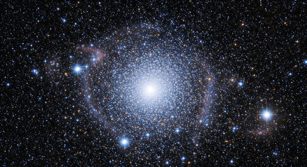 Vast cosmic spectacle of a bright star cluster illuminating the deep universe with countless distant galaxies and nebulae