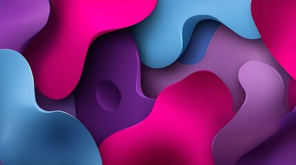 Abstract Colorful Waves and Curves in Shades of Pink, Blue and Purple Tones