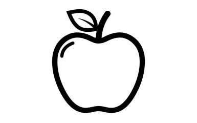 a simple line drawing of an appleapple, black, icon, illustration 