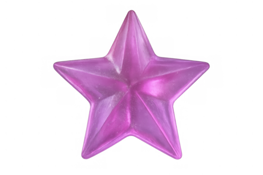 Purple glossy star ornament shimmering in light, creating a sparkling decorative element with a vibrant, playful feel