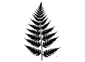 a black and white silhouette of a fern leafblack, fern, illustration, ink, leaf, plant, profile, stem, tattoo, white  © Guli Studio