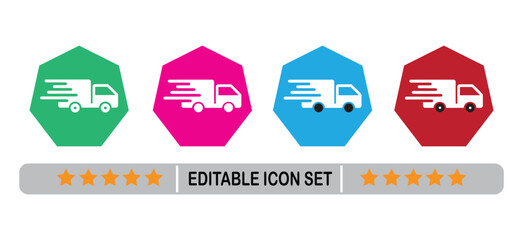 Delivery route line icon.. Truck road path sign. Vehicle highway symbol. Line delivery route icon. Social media icons. Vector
