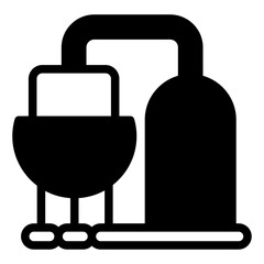 Tank storage, pipes with water filter solid icon, manufacturing concept, cistern, cylinder container sign on white background, glyph style for mobile web design. Vector graphics.