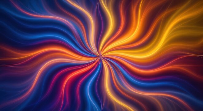 Abstract colorful fractal burst background with dynamic curves and swirls