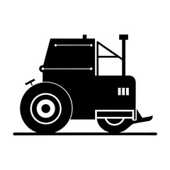 Black silhouette of a road roller machine silhouette