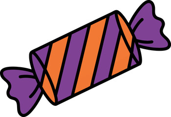 Wrapped Candy Striped Duotone Vector Icon with Thick Outline