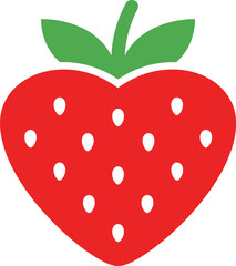 Obraz premium Minimalist Heart Shaped Strawberry Love Icon Vector