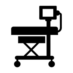 Medical examination table with adjustable height silhouette