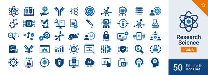 Research Basic icons Pixel perfect. science, cell, control,...	
