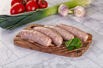 Raw pork sausages for grill