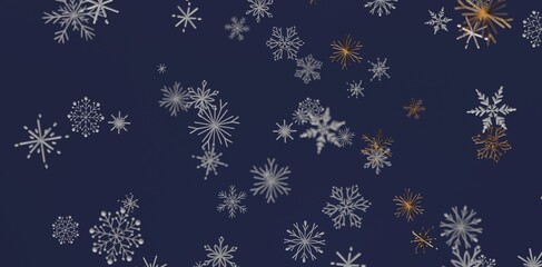 Abstract snowflake pattern on blue background for winter or holiday projects. Seasonal design with falling snowflakes. Suitable for C