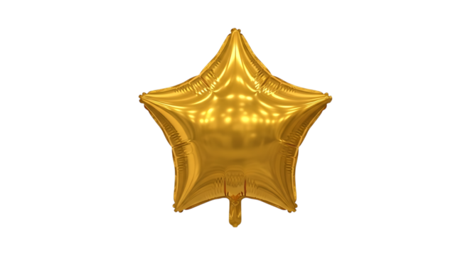 Shiny golden star shaped foil balloon isolated on a black background for celebrations