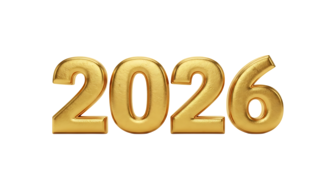 Golden 2026 numbers as shiny balloons against a black background symbolizing the upcoming new year