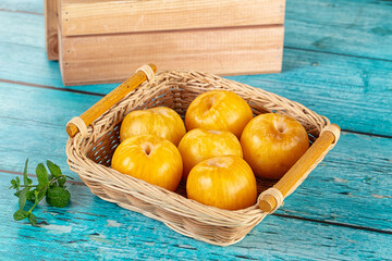 Raw ripe sweet yellow plums