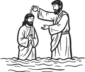 Fototapeta premium Illustration of Jesus Getting Baptized by John