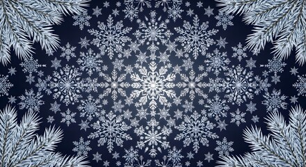 Intricate symmetrical snowflake pattern on dark background