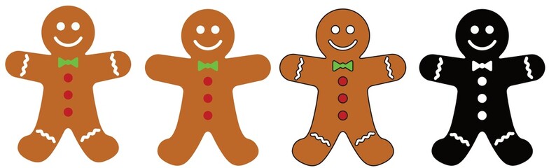 A cheerful gingerbread man with a red bow tie and rosy cheeks.