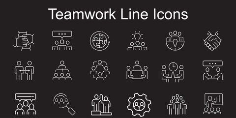Fototapeta premium Meeting Big Line icon set. Contains related to consultation, meeting, social, video, call, room, meet and more. Minimalist set of line pictogram. Editable stroke. Vector illustration.
