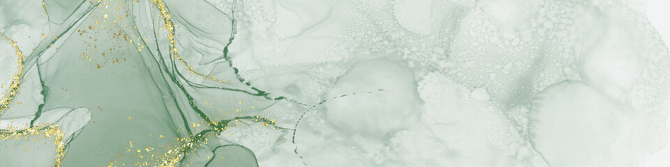 Elegant abstract marble texture featuring soft green fluid ink patterns and subtle gold accents, ideal for modern backgrounds, artistic designs, and creative branding projects.