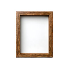 Wooden picture frame empty, fine grain texture visible, clean lighting and minimal shadow, studio product photography, white isolated background