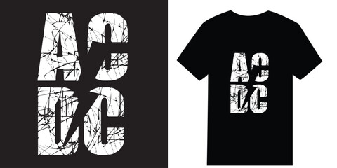 Vintage Grunge Style Design with AC DC Letters for Fashion and Apparel
