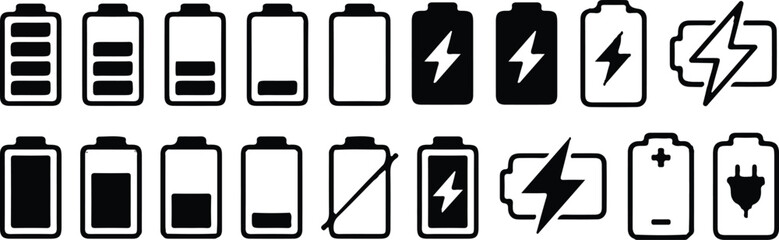 battery charge icons set vector energy sign symbol logo design illustration art design
