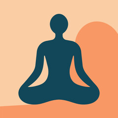 Meditation silhouette abstract vector illustration with soft pastel background
