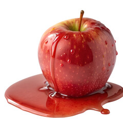 Slime on apple isolated on transparent background