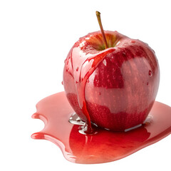 Slime on apple isolated on transparent background