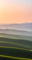 Rolling hills of tuscany at sunrise create a peaceful and serene landscape