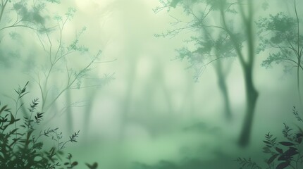 Light Green Misty Forest Nature Background for Wellness and Relaxation