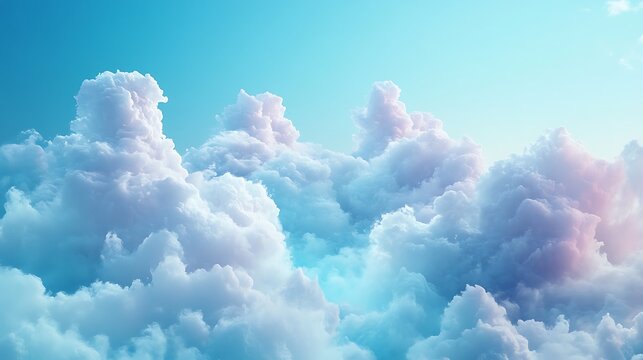 Dreamy pastel clouds in a sky landscape isolated on white background