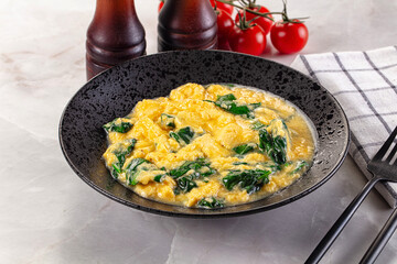 Omelette with spinach for breakfast