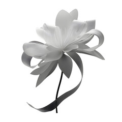 Elegant White Paper Flower with Ribbon on Sleek Background