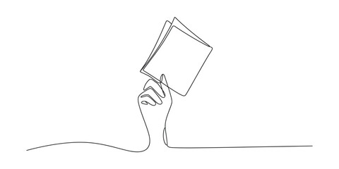 Hand holding two blank cards, one continuous line drawing art