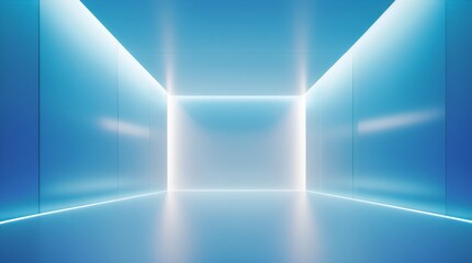 Futuristic Neon Blue Glowing Tunnel Background